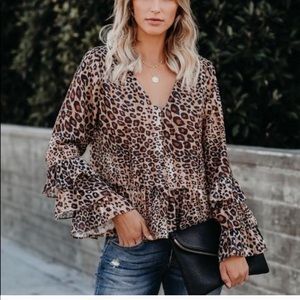 Vici Pumba Leopard Ruffle Top Small